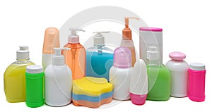 Closed Cosmetic Or Hygiene Plastic Bottle Of Gel photo