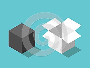 Closed cube, open box