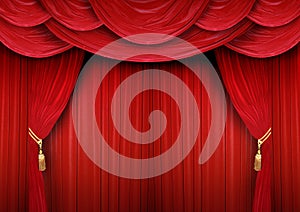 Closed curtain of a theater