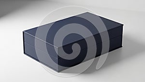 Closed Dark Blue Rectangular Box on a White Surface with Shadow navy