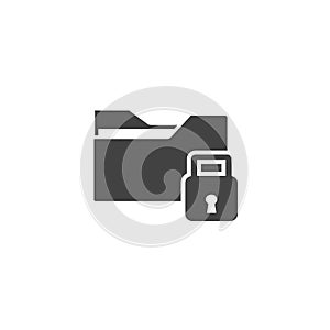 Closed directory vector icon. Folder and padlock icon on white isolated background