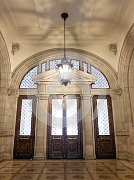 closed door of the main atrium of the Assembly of the Republic of Portugal