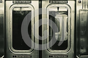 Closed doors on the New York subway