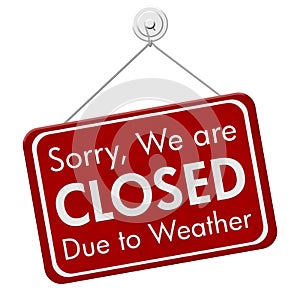 Closed due to weather sign