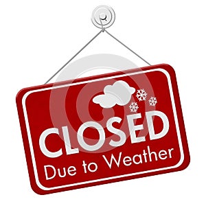 Closed due to weather sign