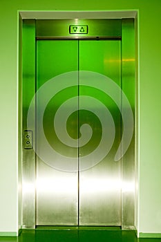 Closed elevator doors