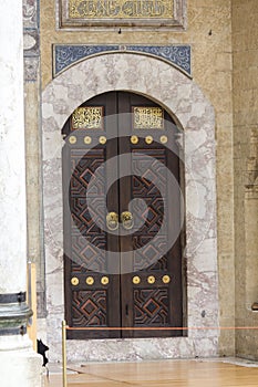 Closed entrance door of Gazi Husrev beg mosque in Sarajevo