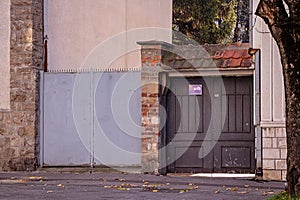 Closed entrance gate of residential house