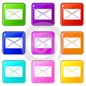 Closed envelope icons 9 set