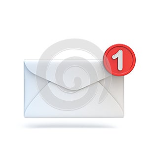 Closed envelope mail sign with notification number 3D