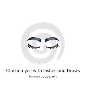 Closed eyes with lashes and brows icon vector. Trendy flat closed eyes with lashes and brows icon from human body parts collection