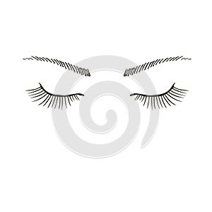 Closed eyes with long eyelashes Sample logo for a beauty salon, beauty products.