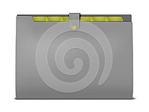 Closed file organizer with tabbed folders inside, realistic vector illustration. File folder with tab divider pockets