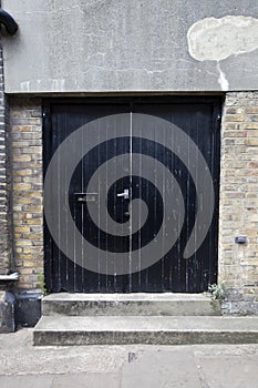 Closed front door of building