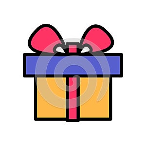 Closed Gift Box Birthday Party Color Stroke Icon