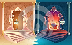 Closed heaven and opened hell gates vector