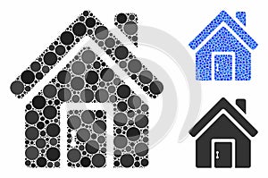 Closed House Door Mosaic Icon of Round Dots