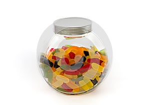 Closed jar filled with wine gums