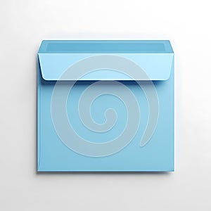 A light blue paper envelope with a folded flap presented on a plain white background