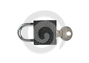 Closed Lock Isolated, Locked Black Padlock on White Background, Privacy, Security Concept