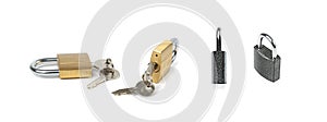 Closed Lock Isolated, Locked Black Padlock on White Background, Privacy, Security Concept