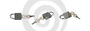 Closed Lock Isolated, Locked Black Padlock on White Background, Privacy, Security Concept