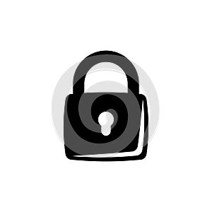 Closed Lock, Mechanical Padlock Flat Vector Icon