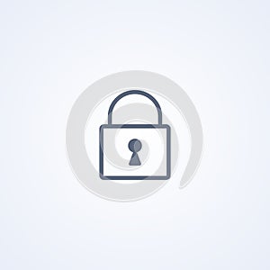 Closed lock, vector best gray line icon