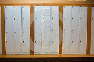 Closed lockers in a row at the college