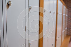 Closed lockers in a row at the college