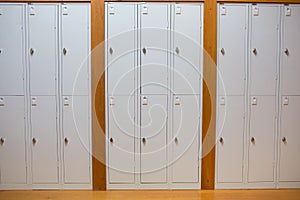 Closed lockers in a row at the college