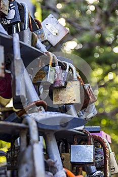 Closed love locks on the bridge