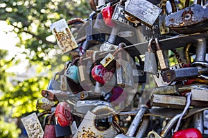 Closed love locks on the bridge