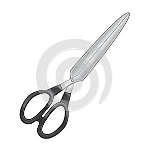 Closed metal scissors with black handle