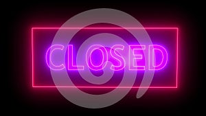 Closed neon sign. 3d rendering