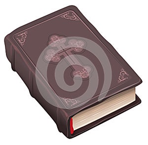 Closed old bible book in brown cover