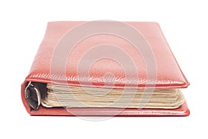 Closed old red organizer from 80s