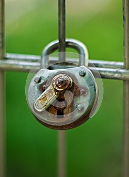 A closed old rusty lock