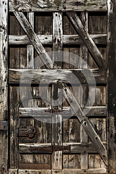 Closed old vintage wooden door