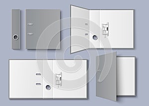 Closed and opened blank office folder mockup