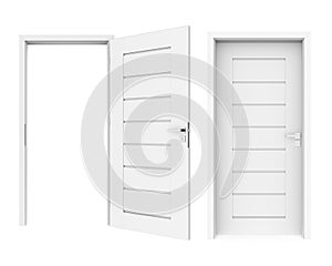 Closed and Opened Doors Isolated