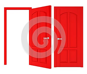 Closed and Opened Doors Isolated