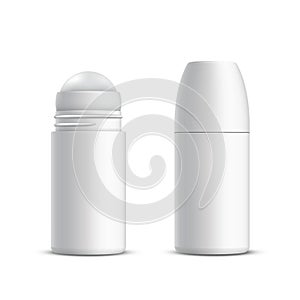 Closed and opened roll-on deodorant or antiperspirant