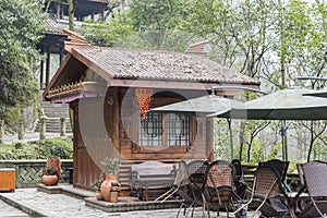 Closed outdoor teahouse