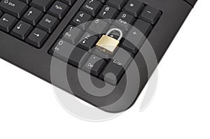 Closed Padlock On A Black Keyboard