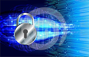 Closed Padlock on digital background, cyber security Safety concept,