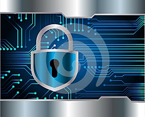 Closed Padlock on digital background, cyber security Safety concept, future technology
