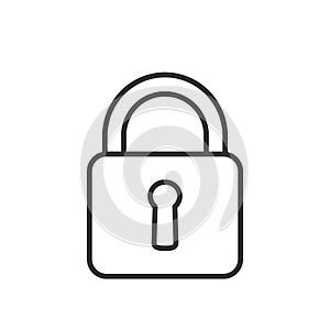 Closed Padlock Outline Flat Icon on White