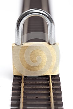 Closed Padlock on Rails