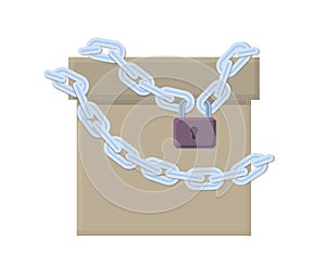 Closed paper box with chain and lock
